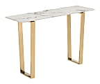 Zuo Modern Atlas Composite Stone Console Table, 30-5/16”H x 47-1/4”W x 14-1/4”D, White/Gold