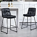 Glamour Home Bauer Faux Leather Counter Height Stools With Back, Black, Set Of 2 Stools 1 thumbnail image