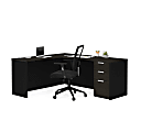 Bestar Pro-Concept Plus 72"W L-Shaped Corner Desk With Pedestal, Deep Gray/Black 1 thumbnail image