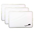 Flipside Products 2-Sided Magnetic Dry-Erase Boards With Pens, 12" x 9", White, Silver, Aluminum Frame, Pack Of 3 Boards