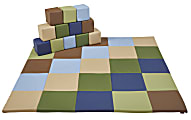 ECR4Kids SoftZone® Patchwork Toddler Mat And 12-Piece Block Set, 58" x 58", Earth Tone