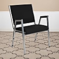 Flash Furniture HERCULES Fabric Bariatric Medical Reception Chair With Antimicrobial Protection, Arm Rests, Black/Silvervein