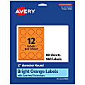 Avery® Print-To-The-Edge Labels With Sure Feed® Technology And Easy Peel® Label Feature, 94501-BOP80, Round, 2", Matte Bright Orange, Pack of 960 1 thumbnail image