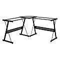 Office Star™ 56"W Prime Glass & Metal L-Shaped Desk, Black