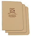 Rite in the Rain All-Weather Stapled Notebooks, Mini, 3-1/4" x 4-5/8", Tan, 3 Notebooks Per Pack, Case Of 6 Packs