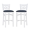 Linon Talus Upholstered Bar Stools, White/Navy, Set Of 2 Stools 1 thumbnail image