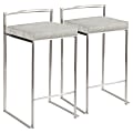 LumiSource Fuji Stacker Contemporary Counter Stools, Light Gray Cowboy Seat/Stainless-Steel Frame, Set of 2 Stools 1 thumbnail image