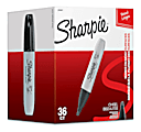 Sharpie® Permanent Markers, Chisel Tip, Gray Barrel, Black Ink, Pack Of 36 Markers