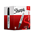 Sharpie® Permanent Markers, Chisel Tip, Gray Barrel, Black Ink, Pack Of 36 Markers