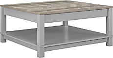 Ameriwood™ Home Carver Coffee Table, Square, 17"H x 35"W x 35"D, Weathered Oak/Gray