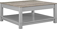 Ameriwood™ Home Carver Coffee Table, Square, 17"H x 35"W x 35"D, Weathered Oak/Gray 1 thumbnail image