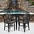 Flash Furniture Commercial Grade Round Metal Indoor-Outdoor Table Set, 29-1/2”H x 30”W x 30”D, Black
