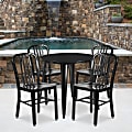 Flash Furniture Commercial Grade Round Metal Indoor-Outdoor Table Set, 29-1/2”H x 30”W x 30”D, Black 1 thumbnail image