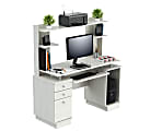 Inval Computer Work Center With Hutch, Laricina White 1 thumbnail image
