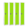 Alpine AdirOffice 1-Tier Steel Lockers, 72"H x 12"W x 12"D, Green, Pack Of 4 Lockers