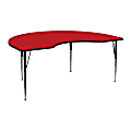 Flash Furniture High-Pressure Laminate Kidney Activity Table With Height-Adjustable Legs, 30-1/4"H x 48"W x 72"D, Red 1 thumbnail image