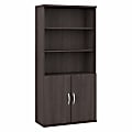 Bush Business Furniture Hybrid 73"H 5-Shelf Bookcase With Doors, Storm Gray, Standard Delivery