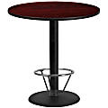 Flash Furniture Round Laminate Table Top With Round Bar Height Table Base And Foot Ring, 43-3/16”H x 42”W x 42”D, Mahogany