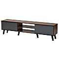 Baxton Studio Multi-Tone TV Stand, 18-1/8"H x 70-15/16"W x 13-13/16"D, Gray/Walnut Brown/Black