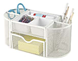 Office Depot® Brand Mesh Oval Desk Organizer, 4-1/8”H x 9-1/4”W x 4-1/3”D, White 1 thumbnail image