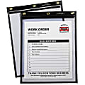 C-Line Super Heavyweight Plus Shop Ticket Holder, Stitched - Both Sides Clear, Black, 9 x 12, 15/BX, 50912