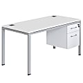 Boss Office Products Simple System Workstation Desk With Pedestal, 48" x 24", White 1 thumbnail image