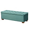 Baxton Studio Modern And Contemporary Velvet Grid-Tufted Storage Ottoman Bench, Teal Blue/Brown 1 thumbnail image