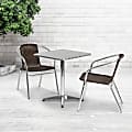 Flash Furniture Lila 3-Piece 23-1/2" Square Aluminum Indoor/Outdoor Table Set With Rattan Chairs, Dark Brown 1 thumbnail image