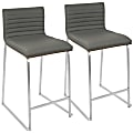LumiSource Mara Counter Stools, Silver/Walnut/Gray, Set Of 2 Stools 1 thumbnail image
