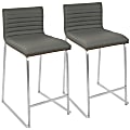 LumiSource Mara Counter Stools, Silver/Walnut/Gray, Set Of 2 Stools