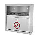Alpine Quick Clean Rectangular Steel Wall-Mounted Cigarette Disposal Bin, 12-1/4"H x 5-13/16"W x 4-1/4"D, Stainless Steel 1 thumbnail image