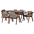 Baxton Studio Marcena 7-Piece Dining Set, Gray/Walnut