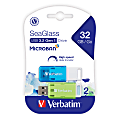 Verbatim SeaGlass USB 3.2 Gen 1 Flash Drives, 32GB, Assorted Colors, Pack Of 2 Drives