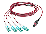 Eaton Tripp Lite Series 40G MTP/MPO to 4xLC Fan-Out OM4 Plenum-Rated Fiber Optic Cable, 40GBASE-SR4, Push/Pull Tabs, Magenta, 1 m - Patch cable - MTP/MPO multi-mode (M) to LC multi-mode (M) - 1 m - fiber optic - OM4 - plenum - magenta