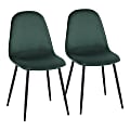 LumiSource Pebble Velvet Chairs, Green/Black, Set Of 2 Chairs