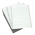 Office Depot® Brand Computer Paper, 1 Part, 18 Lb, 9 1/2" x 11", Standard Perforation, 1/2" Green Bar, Box Of 2,800 Sheets