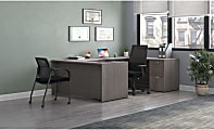 HON® Mod 66"W U-Station Computer Desk With Double-Pedestal, Slate Teak 1 thumbnail image