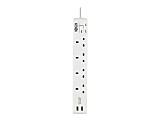 Tripp Lite 4-Outlet Power Strip with USB-A Charging - BS1363A Outlets, 220-250V, 13A, 1.8 m Cord, BS1363A Plug, White - PS4B18USBW 1 thumbnail image