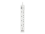 Tripp Lite 4-Outlet Power Strip with USB-A Charging - BS1363A Outlets, 220-250V, 13A, 1.8 m Cord, BS1363A Plug, White - Power strip - 13 A - AC 230 V - input: BS 1363A - output connectors: 4 (2 x USB, 4 x BS 1363A) - 6 ft cord - white