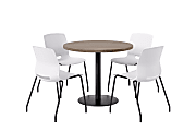 KFI Studios Midtown Pedestal Round  Table Set With Armless Chairs, 31-3/4”H x 22”W x 19-3/4”D, Maple Top/Black Base/Moonbeam Chairs, 840031939739 1 thumbnail image