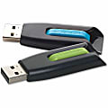 Verbatim® Store 'n' Go™ V3 USB 3.0 Flash Drives, 32GB, Assorted Colors, Pack Of 2