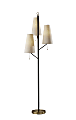 Adesso® Daniel 3-Light Floor Lamp, 71”H, Antique Brass/Cream 1 thumbnail image