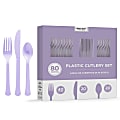 Amscan 8016 Solid Heavyweight Plastic Cutlery Assortments, Lavender, 80 Pieces Per Pack, Set Of 2 Packs