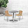 Flash Furniture Lila 3-Piece 27-1/2" Round Aluminum Indoor/Outdoor Table Set With Rattan Chairs, Beige 1 thumbnail image