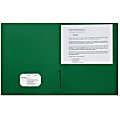 Sparco Leatherette Portfolio, 8-1/2" x 11", 2 Pocket, Green, Box of 25