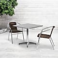 Flash Furniture Lila Square Aluminum Indoor-Outdoor Table With 2 Chairs, 27-1/2"H x 31-1/2"W x 31-1/2"D, Dark Brown, Set Of 3 1 thumbnail image