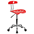 Flash Furniture Vibrant Low-Back Task Chair With Tractor Seat, Red/Chrome