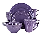 Elama 16-Piece Stoneware Dinnerware Set, Lilac Fields 1 thumbnail image