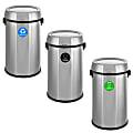 Alpine Industries Stainless Steel Indoor Recycling, Trash And Compost Bins With Swivel Lids, 17 Gallons, Silver, Pack Of 3 Bins 1 thumbnail image