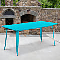 Flash Furniture Commercial Grade Indoor/Outdoor Metal Table, 29-1/2”H x 31-1/2”W x 63”D, Crystal Teal-Blue
